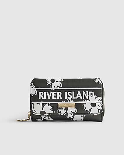 Black Floral Print Purse