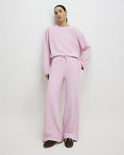 Pink Wide Leg Drawstring Joggers