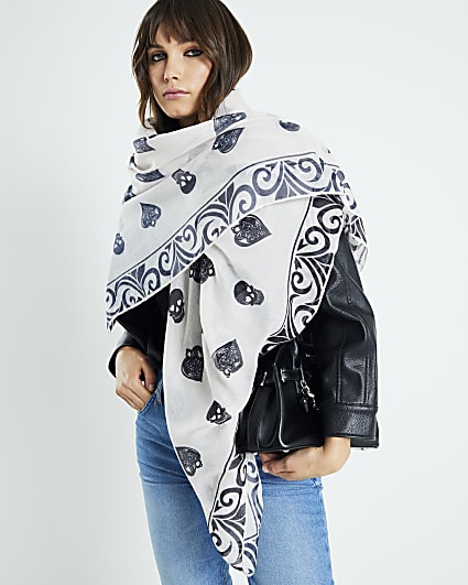 Pink Lightweight Skull Print Scarf