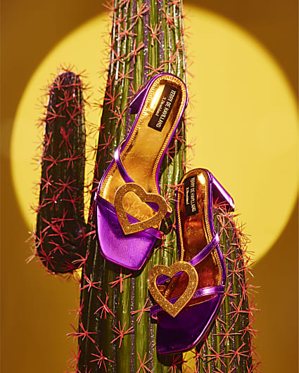 Purple Heart Heeled Mule Sandals
