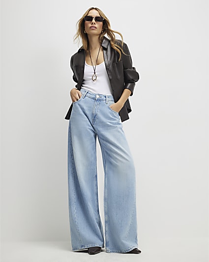 Blue Wide Leg Jeans