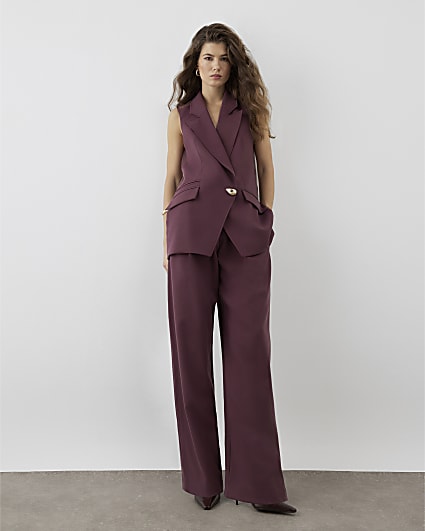 RI Studio Red High Waisted Wide Leg Trousers