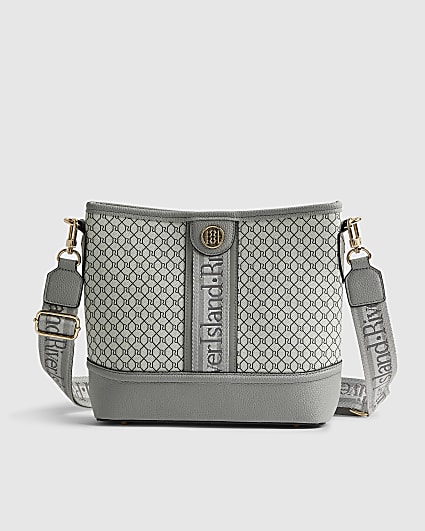 Grey Monogram Webbed Front Bucket Bag