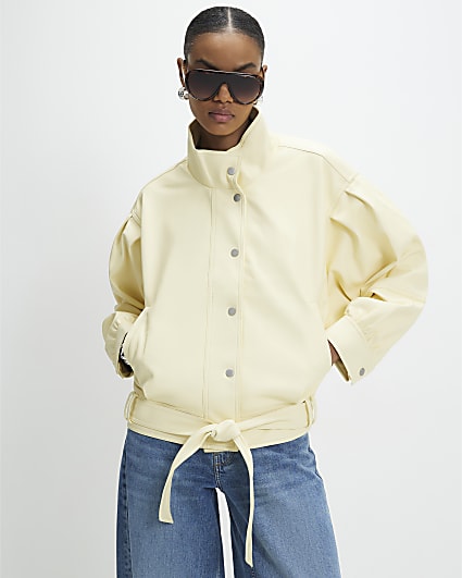 Yellow Batwing Low Belt Bomber Jacket