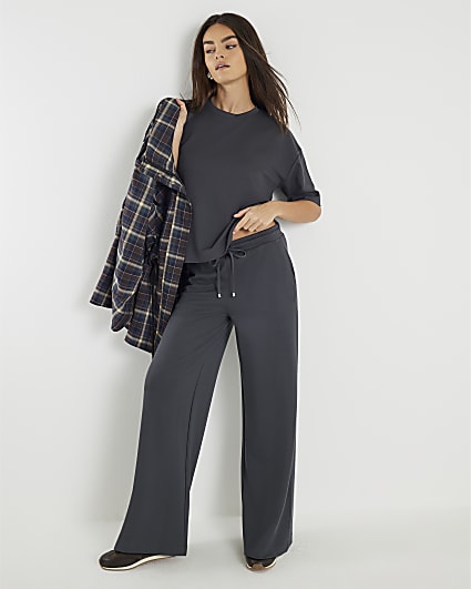 Grey Premium Wide Leg Joggers