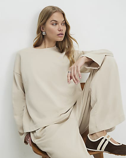 Beige Long Sleeve Sweatshirt