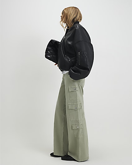 Green Straight Leg Cargo Trousers