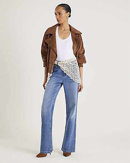 Blue Relaxed Straight Fit Scarf Jeans