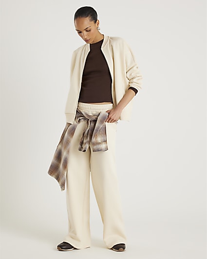 Cream Wide Leg Joggers