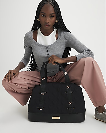 Black Heart Quilted Holdall Bag