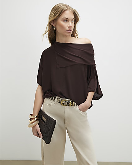 Brown Knitted Cape Jumper