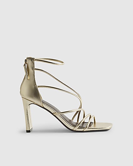 Gold Strappy Heeled Sandals