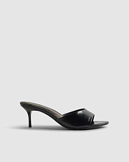Black Mule Heeled Sandals