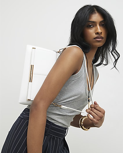 White Bar Front Clutch Bag