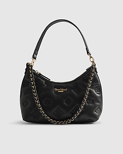 Black Monogram Quilted Shoulder Bag