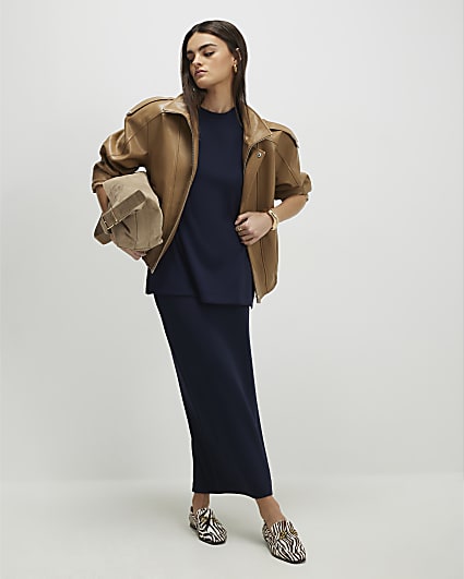 Navy Premium Maxi Skirt