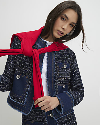 Blue Boucle Denim Jacket