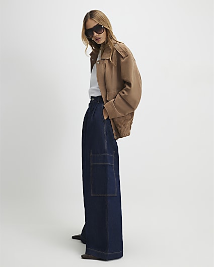 Blue Mid Rise Combat Baggy Jeans