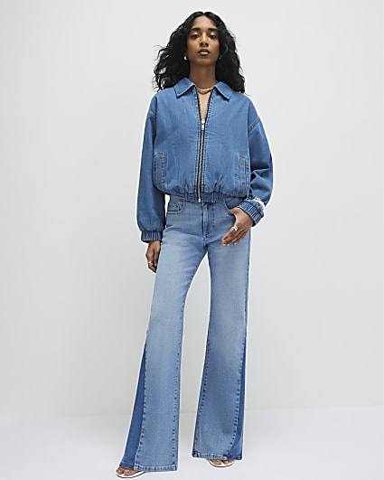 Blue Insert Bootcut Jeans
