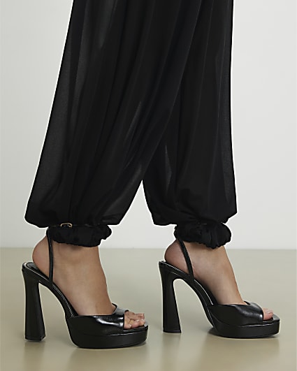 Black Platform Heeled Sandals