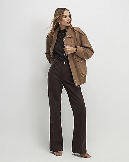 Brown Mid Rise Bootcut Jeans