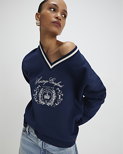 Navy Long Sleeve Heritage Crest Sweatshirt