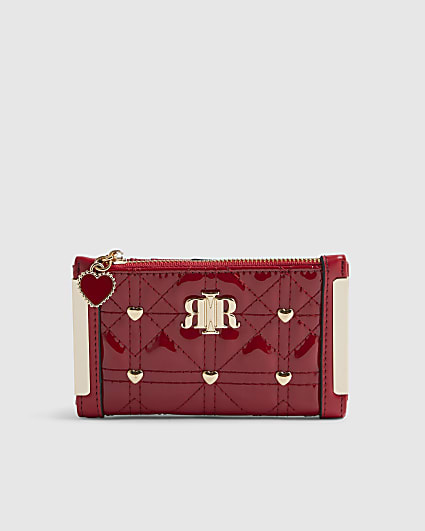 Red Quilted Heart Stud Mini Purse