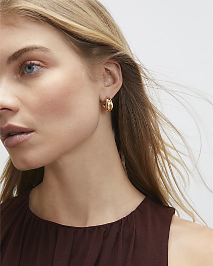 Gold Mini Textured Hoop Earrings