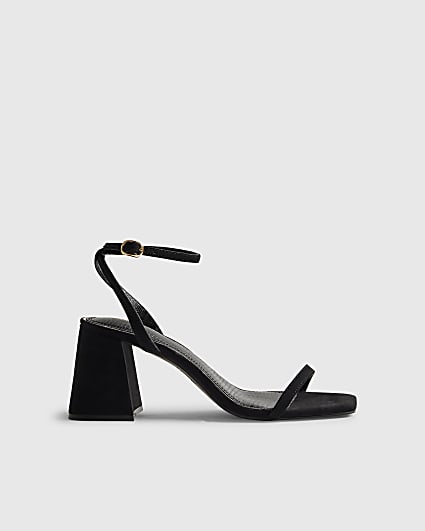 Black Strappy Block Heel Sandals