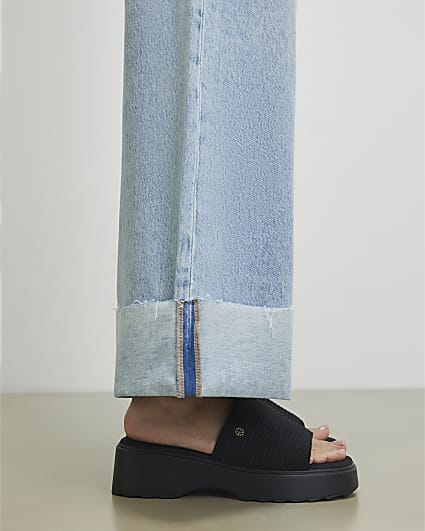 Black Knitted Mule Flatform Sandals