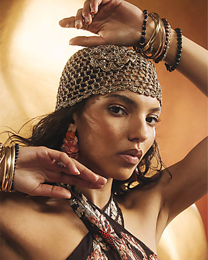 Gold Embellished Skull Cap