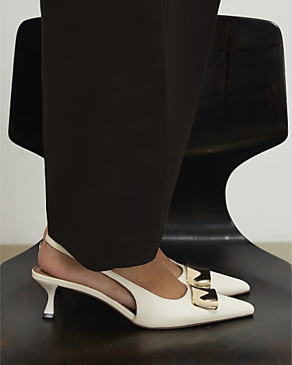Cream Pointed Slingback Court Heels