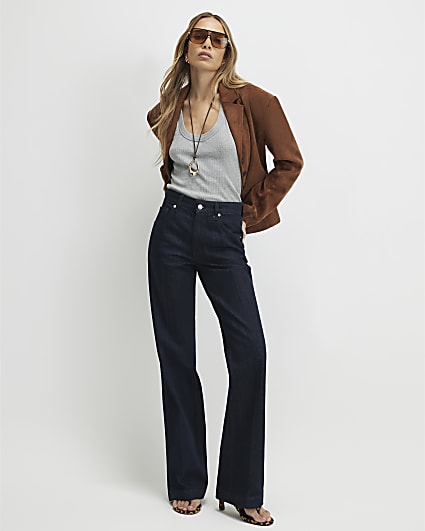 Blue Mid Rise Bootcut Jeans