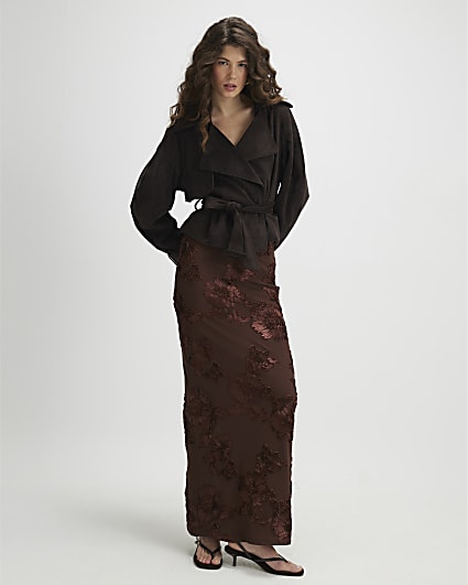 Brown Floral Cornelli Maxi Skirt