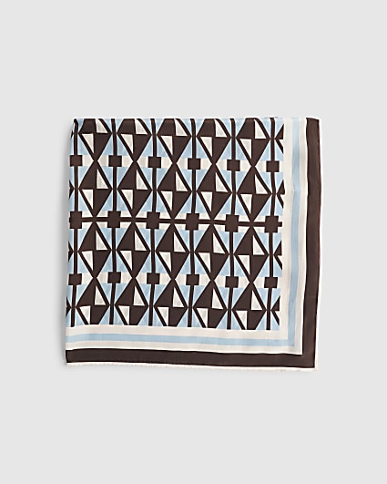 Blue Geometric Print Scarf