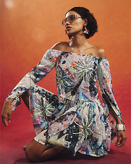 Purple Butterfly Skater Skirt