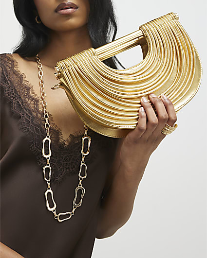 Gold Tube Clutch Bag