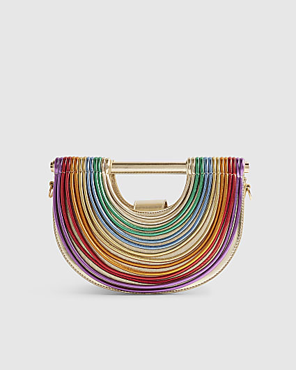 Gold Rainbow Tube Clutch Bag