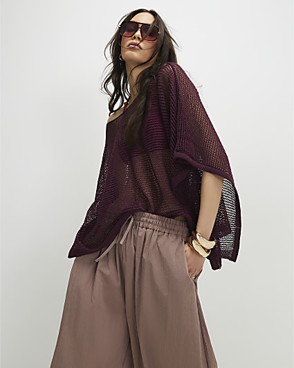 Red Metallic Knitted Cape