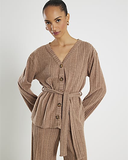Beige Cosy Long Sleeve Belted Cardigan