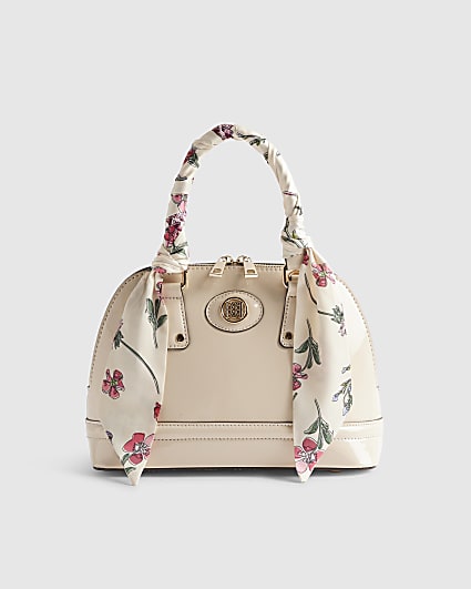 Cream Scarf Handle Cross Body Bag