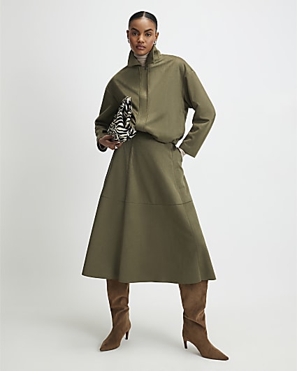 Khaki Faux Suede Bomber Jacket