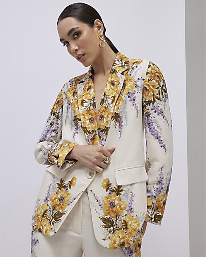 Cream Floral Blazer