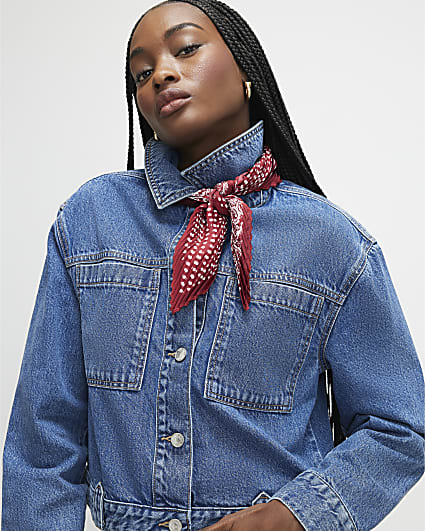 Red Plisse Paisley Print Neck Scarf