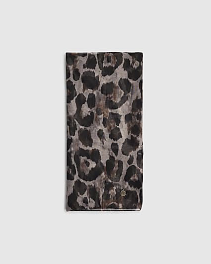 Brown Leopard Print Scarf