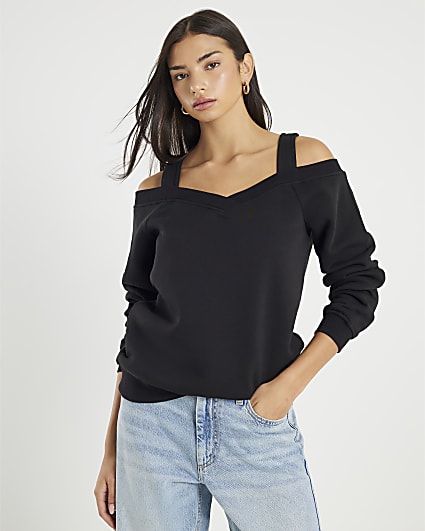 Black Cut Away Sweatshirt