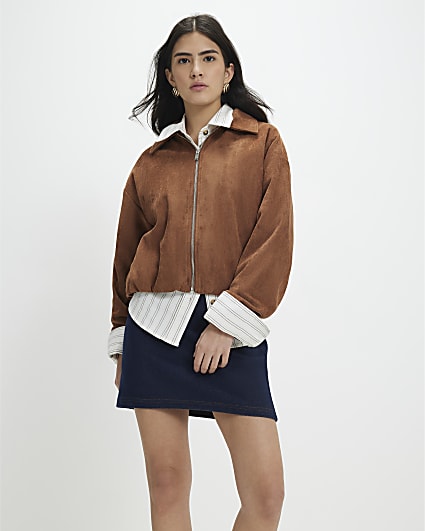 Petite Blue Denim Jersey Mini Skirt