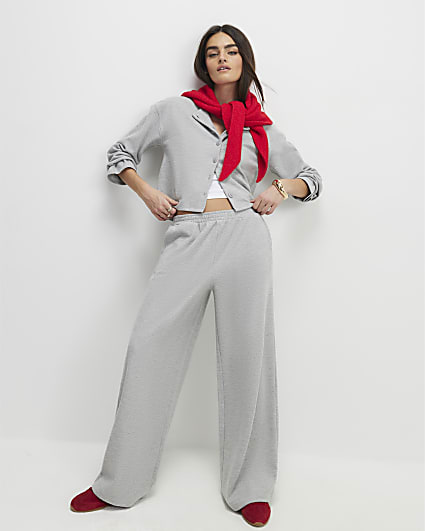 Grey Cosy Wide Leg Trousers