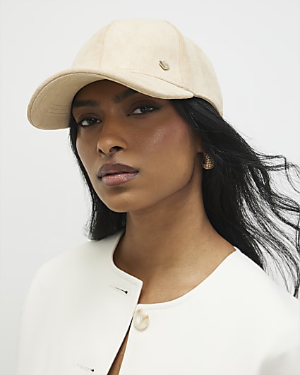 Beige Faux Suede baseball Cap