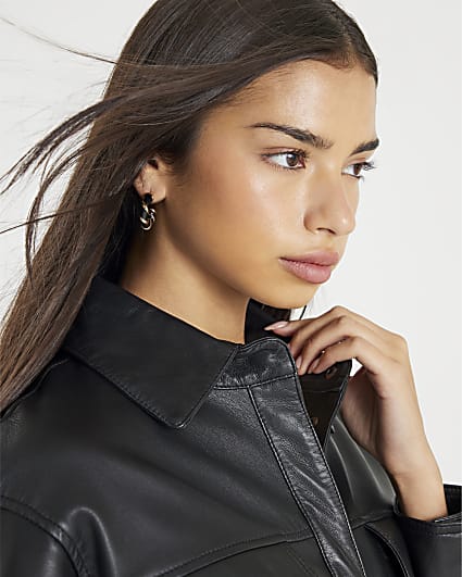 Gold Twist Black and Gold Hoop Earrings